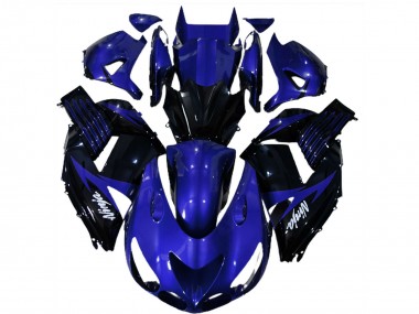 Custom 2006-2011 Kawasaki ZX14R Motorcycle Fairings - Blue Glossy Black White Ninja UK