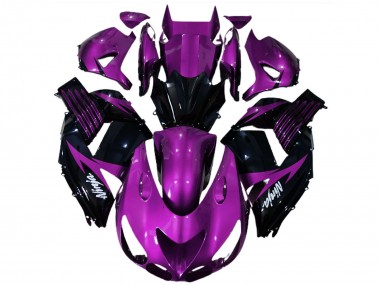 Custom 2006-2011 Kawasaki ZX14R Motorcycle Fairings - Purple Glossy Black White Ninja UK