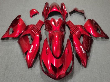 Custom 2006-2011 Kawasaki ZX14R Motorcycle Fairings - Red White Ninja UK