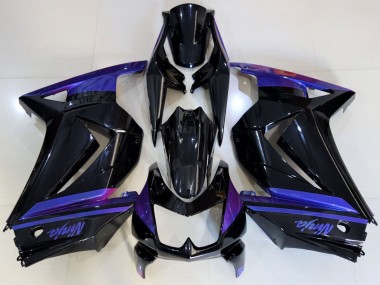Custom 2008-2012 Kawasaki Ninja 250 Motorcycle Fairings - Blue Glossy Black UK