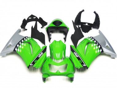 Custom 2008-2012 Kawasaki Ninja 250 Motorcycle Fairings - Green Silver Black UK