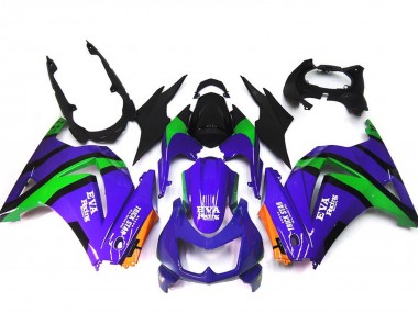 Custom 2008-2012 Kawasaki Ninja 250 Motorcycle Fairings - Purple Orange Green Black UK