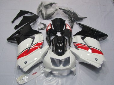 Custom 2008-2012 Kawasaki Ninja 250 Motorcycle Fairings - White Red Glossy Black Yama Style UK