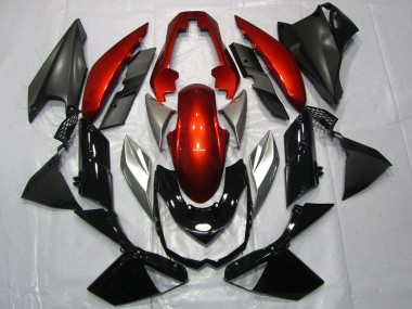 Custom 2010-2013 Kawasaki Z1000 Motorcycle Fairings - Red Silver Glossy Black UK