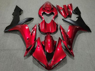 Custom 2004-2006 Yamaha R1 Motorcycle Fairings - Candy Red Matte Black UK