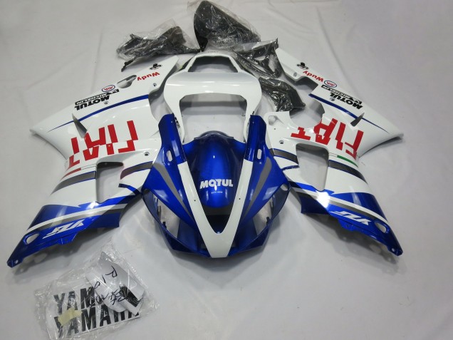 2000-2001 Yamaha R1 Motorcycle Fairings - White Blue Red Fiat Motul UK