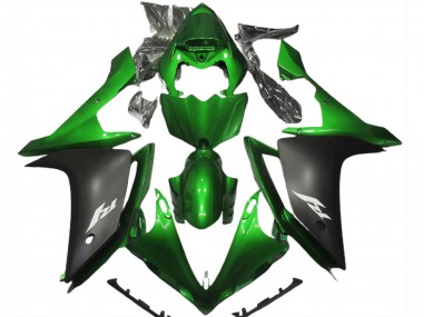 Custom 2007-2008 Yamaha R1 Motorcycle Fairing - Green Matte Black UK
