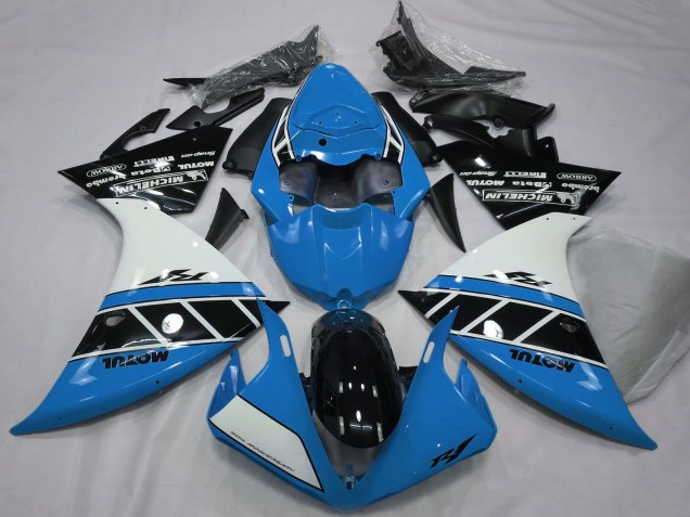 2012-2014 Yamaha R1 Motorcycle Fairings - Blue White Glossy Black UK
