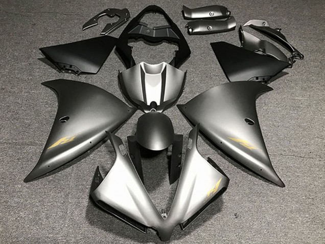 2012-2014 Yamaha R1 Motorcycle Fairings - Matte Grey Gold Decals UK