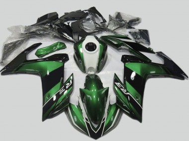 Custom 2015-2018 Yamaha R3 Motorcycle Fairing - Green White Glossy Black UK