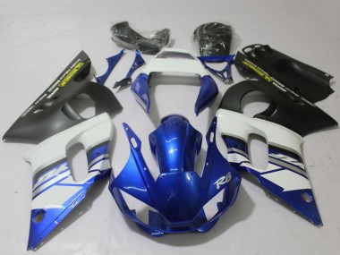 Custom 1998-2002 Yamaha R6 Motorcycle Fairings - White Blue Matte Black Yellow UK
