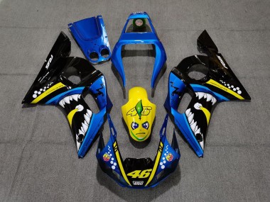 Custom 1998-2002 Yamaha R6 Motorcycle Fairings - Blue Yellow Black Shark 46 UK