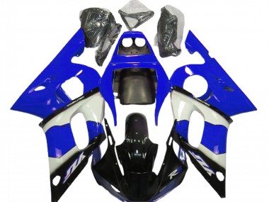 Custom 1998-2002 Yamaha R6 Motorcycle Fairings - Blue White Glossy Black UK