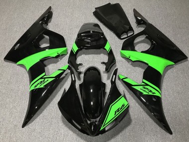Custom 2003-2004 Yamaha R6 Motorcycle Fairings - Glossy Black Green UK