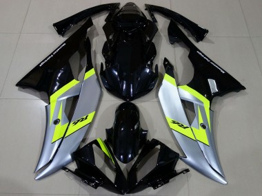 Custom 2008-2016 Yamaha R6 Motorcycle Fairings - Silver Neon Green Glossy Black UK