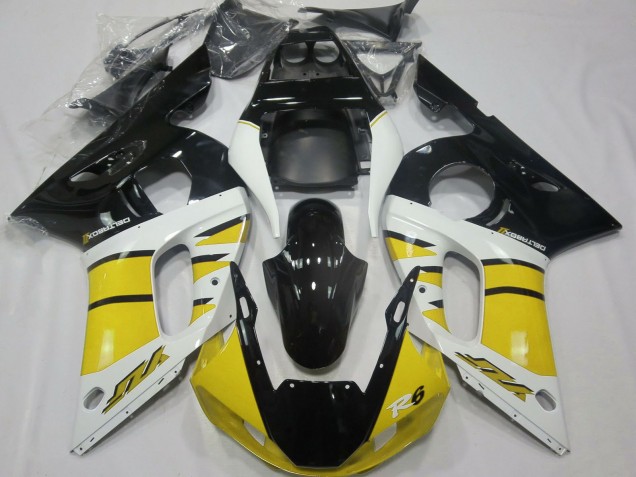 1998-2002 Yamaha R6 Motorcycle Fairings - Yellow White Glossy Black UK