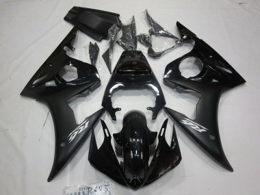 Custom 2005 Yamaha R6 Motorcycle Fairings - Glossy Black Matte Black White UK