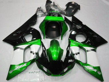 Custom 1998-2002 Yamaha R6 Motorcycle Fairings - Green White Glossy Black UK