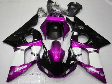 Custom 1998-2002 Yamaha R6 Motorcycle Fairings - Purple White Glossy Black UK