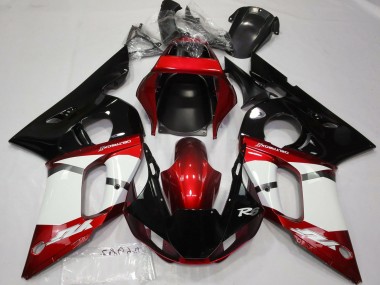 Custom 1998-2002 Yamaha R6 Motorcycle Fairing - Red White Glossy Black UK