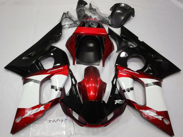 1998-2002 Yamaha R6 Motorcycle Fairing - Red White Glossy Black UK