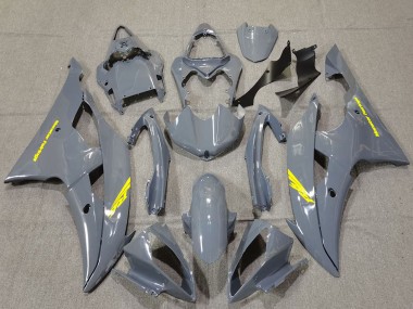 Custom 2008-2016 Yamaha R6 Motorcycle Fairings - Nardo Grey High Viz Yellow Decals UK