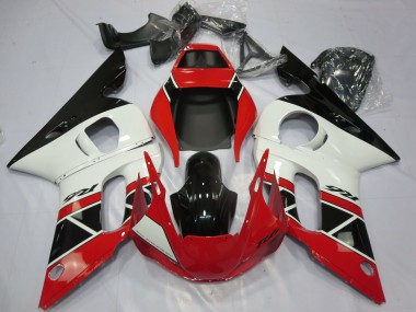 Custom 1998-2002 Yamaha R6 Motorcycle Fairings - Red White Glossy Black OEM Style UK