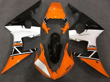 Custom 2003-2004 Yamaha R6 Motorcycle Fairings - Orange White Glossy Black UK