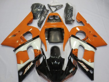 Custom 1998-2002 Yamaha R6 Motorcycle Fairings - Orange White Glossy Black UK