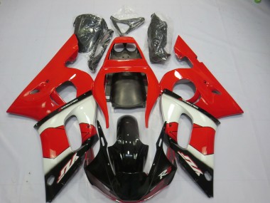 Custom 1998-2002 Yamaha R6 Motorcycle Fairings - Red White Glossy Black UK