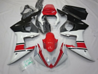 Custom 2005 Yamaha R6 Motorcycle Fairings - White Red Black UK