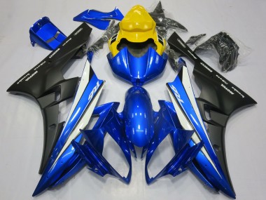 Custom 2006-2007 Yamaha R6 Motorcycle Fairings - Yellow Blue White Matte Black Motul UK