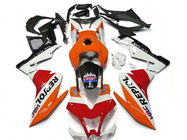 2012-2018 Aprilia RS4 125 Motorcycle Fairings - Orange White Red Glossy Black Repsol UK
