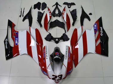 Custom 2015-2020 Ducati 959 1299 Motorcycle Fairings - White Red Glossy Black Generali Tim 23 UK