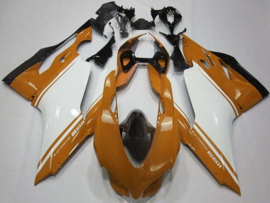 Custom 2011-2014 Ducati 1199 Motorcycle Fairings - Brown White Black UK