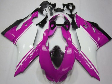 Custom 2011-2014 Ducati 1199 Motorcycle Fairings - Pink White Black UK