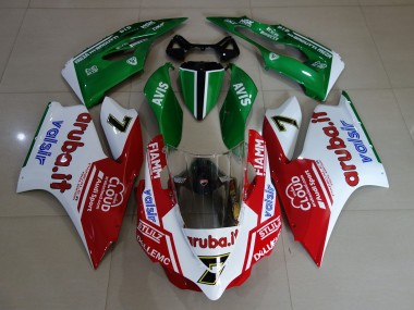 Custom 2011-2014 Ducati 899 1199 Motorcycle Fairings - White Red Green Fiamm 7 UK