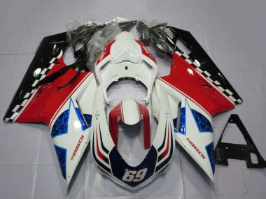 Custom 2007-2014 Ducati 1098 Motorcycle Fairings - White Red Black Blue 69 UK