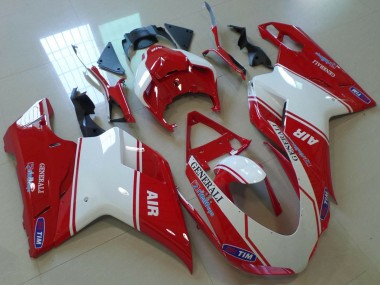 Custom 2007-2014 Ducati 848 1098 1198 Motorcycle Fairings - Red White Air Generali Tim UK