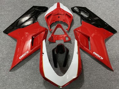Custom 2007-2014 Ducati 1098 Motorcycle Fairings - White Red Black UK