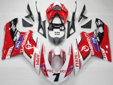Custom 2007-2014 Ducati 848 1098 1198 Motorcycle Fairings - White Red Blue Glossy Black Ficc Fiamm 7 UK