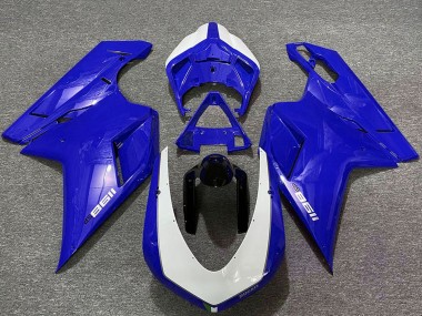 Custom 2007-2014 Ducati 1198 Motorcycle Fairings - Glossy Blue White UK