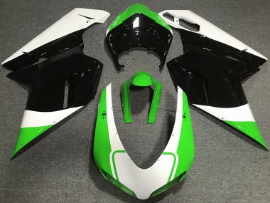 Custom 2007-2014 Ducati 848 1098 1198 Motorcycle Fairings - White Green Glossy Black UK