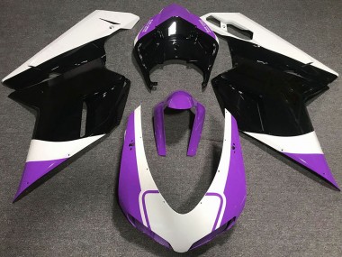 Custom 2007-2014 Ducati 848 1098 1198 Motorcycle Fairings - White Purple Glossy Black UK
