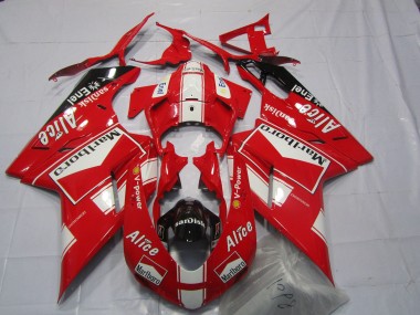 Custom 2007-2014 Ducati 848 1098 1198 Motorcycle Fairings - White Red Glossy Black Marlboro Alice UK