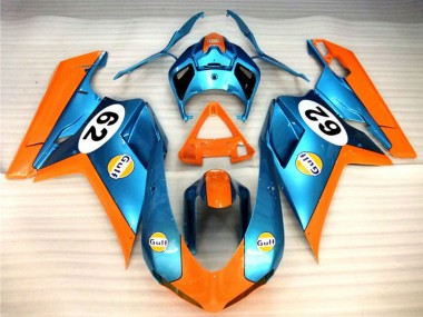 Custom 2007-2014 Ducati 848 1098 1198 Motorcycle Fairings - Orange Blue Gulf 62 UK