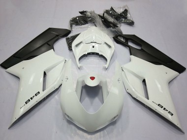 Custom 2007-2014 Ducati 848 Motorcycle Fairings - Pearl White Matte Black UK