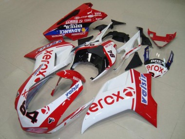 Custom 2007-2014 Ducati 848 1098 1198 Motorcycle Fairings - White Red Blue Glossy Black Valsir Xerox 84 UK