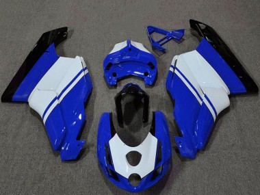 Custom 2003-2004 Ducati 749 999 Motorcycle Fairings - White Blue Glossy Black UK