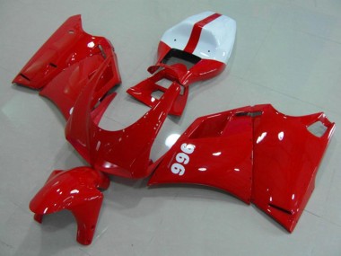 Custom 1993-2005 Ducati 996 Motorcycle Fairings - Glossy Red White UK